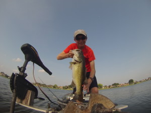 Bass caught on the brush hog